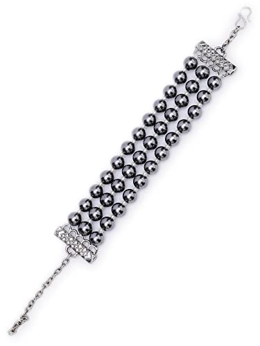 Image of Karatcart Glossy Finish Tumble Stone Studded Beaded Bracelet for Women