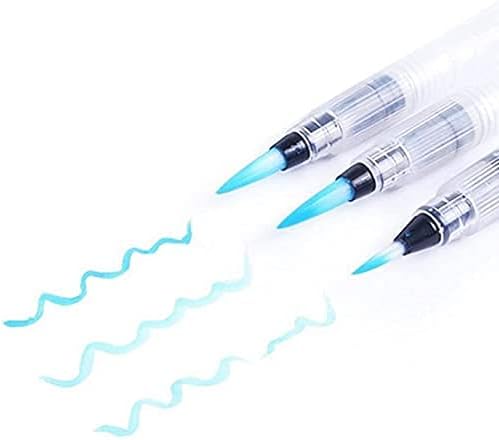 3 Sizes Refillable Ink Pen for Water Brush Watercolour Paint Soft Painting Calligraphy Reusable Watercolour Soft Pens (Pack of 3)