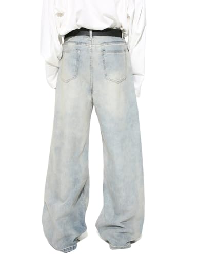 Kinghua Mens Baggy Jeans Loose Fit Wide Leg Skater Y2k Denim Pants3