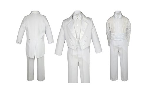 Unotux Boys Suits White Cummerbund Bow Tie Tail Tuxedos Baby Toddler Teen S-20 (S:(0-6 Months))