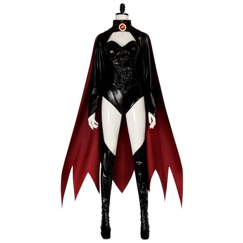 Zynthovra Jean Grey Cosplay Costume Superhero Phoenix Black Suit with Cloak Women Halloween Outfit (L)