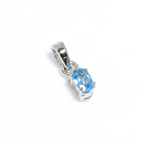 HIMALYA QUARTZ �X�C�X�u���[�g�p�[�Y �I�[�o���J�b�g 3x5mm �W�F���X�g�[�� �y���_���g�l�b�N���X �j�����p �V�R�� �~�j�}���X�g�W���G���[, 3x5mm, �X�^�[�����O�V���o�[, �X�C�X�u���[�g�p�[�Y