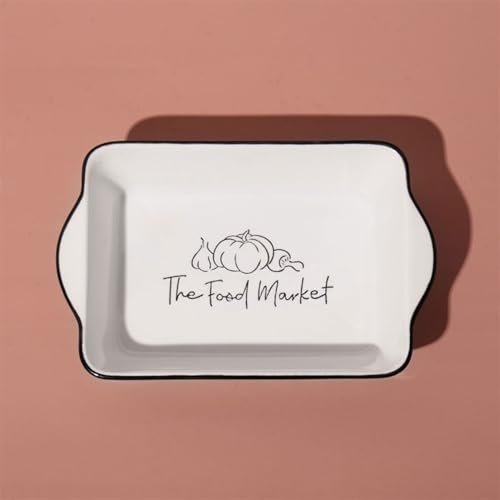 Bandeja de horno de cerámica rectangular con doble asa para lasaña 5