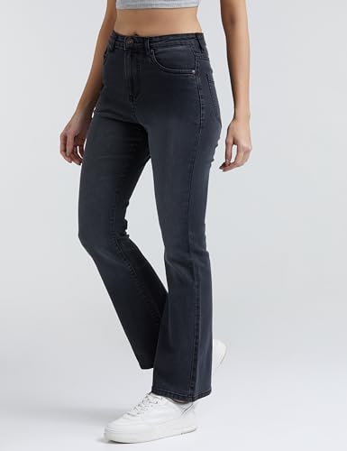 Image of INKD Women's Flared Bootcut Jeans - High-Rise | Enzyme Wash | Classic 5 Pocket Styling | Jeans for Women (Available in Plus Sizes)