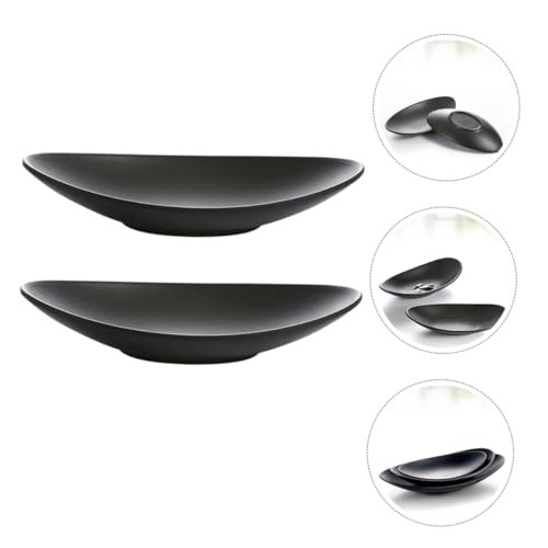 Platos para sushi Beaupretty 2 piezas melamina negra miniatura 6