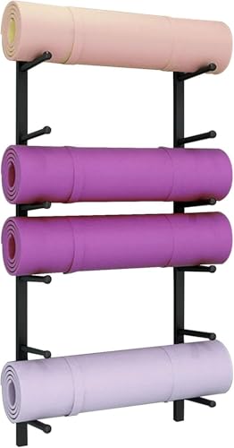 Aufbewahrungsregal für Yogamatten, Wandhalterung, Metallständer für Fitnessstudio, Workout-Raum, Schaumstoffrolle und Mattenhalter, platzsparende Lösung