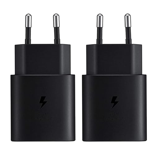 2 Piezas 25W USB C Cargador Rápido para Samsung Galaxy S25 S24 S23 S22 S21 S20 Plus Ultra S24+ S25+ S10 S9/Z Fold 6/ Z Flip 6 5G/ Note20/10/A54 A55/ iPhone, iPad, Tablet, Fuente de Alimentación