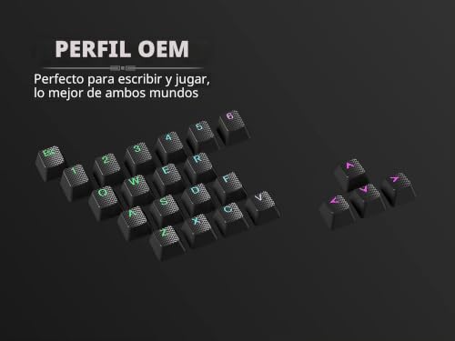 Miniatura 7 de Ranked Teclas De Goma Doble Shot Translúcido Perfil Oem Para Teclados Mecánicos Para Juegos Negro, 23 Teclas