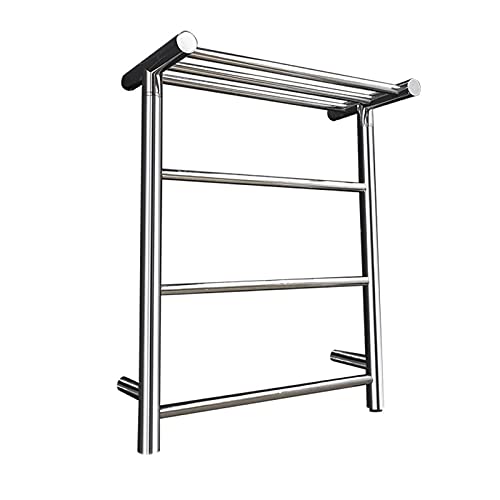 Toallero calefactado con estante superior, calentador de toallas eléctrico para baño, tendedero de acero inoxidable de montaje en pared, temperatura constante inteligente, A, enchufe (enchufe tipo