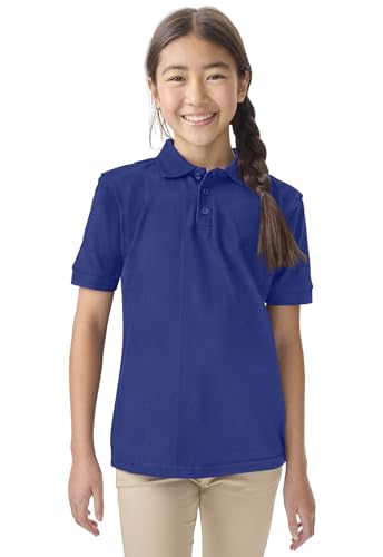 Image of Classroom School Uniforms for Boys and Girls Short Sleeve Pique Polo | Adult Fit, Matching Ribbed Collar, Banded Sleeves, Three-button Placket, Comfortable Fit, School Uniform Essential
