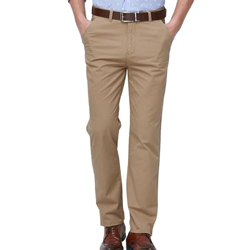 DENGJIAMY - Pantalones de vestir para hombre, clásicos, elásticos, flexibles, para otoño e invierno, ajuste regular, cintura elástica para hombre, caqui, 5XL
