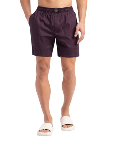 Image of Jockey HG18 Men's Tencel Lyocell Cotton Checkered Boxer Shorts with Side Pockets Potent Purple M