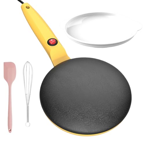 Crêpière électrique Antiadhésive 8 Pouces - Contrôle Automatique De Température, Avec Fouet Et Spatule, Pour Crêpes, Omelettes