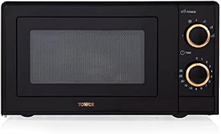 Tower T24029RG 17L Manual Microwave with 700W Power Output and 6 Power Levels, Black and Rose Gold