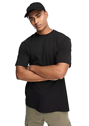 Image of 100% Pure Cotton Mens Printed Half Sleeves Oversized Round Neck Drop Shoulder, Relaxed Fit, Plain T-Shirt