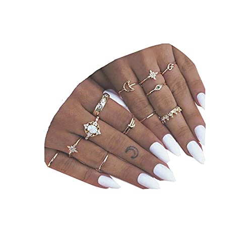 Yheakne Boho Rings Set Gold Rhinestone Knuckle Rings Stacking Crystal Midi Finger Rings Vintage Rings Accessories for Women and Teen Girls (Style A) Yheakne Boho Rings Set Gold Rhinestone Knuckle Rings Stacking Crystal Midi Finger Rings Vintage Rings Accessories for Women and Teen Girls (Style A)