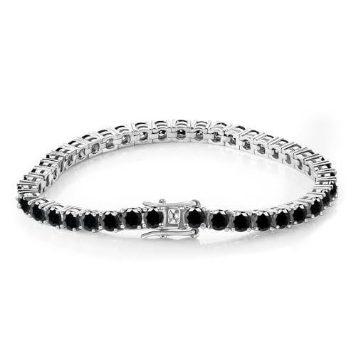 Bracelet en or et argent 925 avec diamant noir de coupe ronde pour femme VVS1