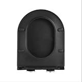 Schwarz Toilettendeckel D Form WC Sitz Mit Absenkautomatik, WC Deckel Abnehmbar, Klodeckel...