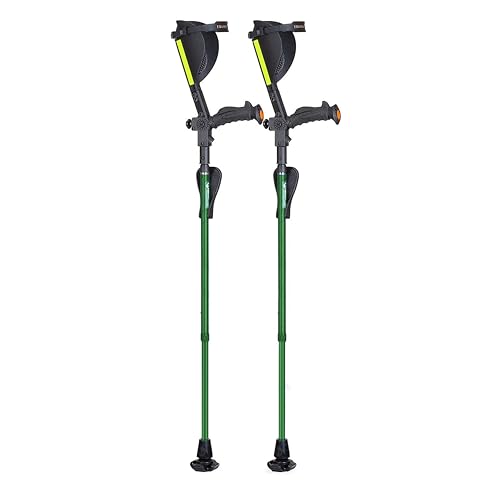Ergobaum® 7TH Generation Prime by Ergoactives. 1 Pair (2 Units) of Ergonomic Forearm Crutches - Adult 5' - 6'6'' Adjustable (Green)