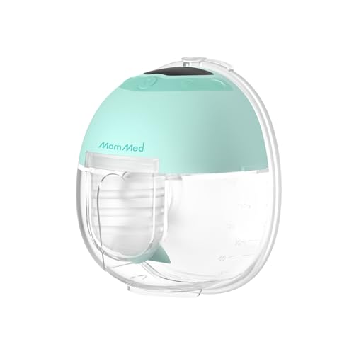 MomMed S33 Wearable Breast Pump – Double Hands-Free Electric Breast Pump with 4 Modes, 9 Suction Levels, Night Light, Portable Quiet & Rechargeable, 17/19/21mm Flange Inserts (Green, 1Pack)