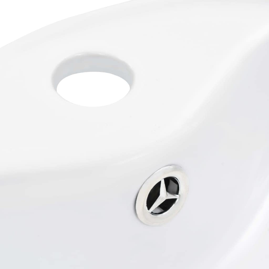 vidaXL Lavabo avec Trop-Plein Lave-Mains Vasque à Poser Monter Salle de Bain Intérieur Salle d'Eau Cabine de Toilette Maison Céramique Blanc