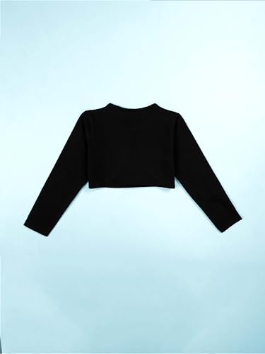 Image of KiddoPanti Girls Fleece Crop Length Shrug | Cotton Poly Fleece Fabric |Sequin Patch on Chest | Front Open Pearl Button Closure | Crop Length, Full Sleeve | Lightweigth & Breathable Girls Shrug