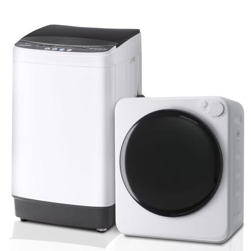 Erivess 1.6Cu.Ft Portable Clothes Dryer and 16LBS Full Automatic Washing Machine Set, Washer and Spinner Combo, Stainless Steel Tub, Space Saving,Ideal for Laundry, Apartments, Dorms