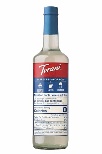 Image of Torani Sugar Free Coffee Syrup, White Chocolate Flavored Syrup for Drinks, Zero Calorie, Glass Bottle 4-Pack, Pumps Included, 25.4 Fl Oz Ea