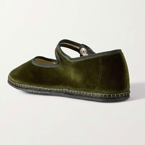 Vorisvina Velvet Ballet Flats For Women Cute Suede Round Toe Slip On Mary Jane Flats Casual Comfortable Ballerina Shoes Darkgreen thumb #2
