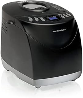 Hamilton Beach Bread Maker Machine, Digital, Programmable, 12 Settings + Gluten Free, Dishwasher Safe Pan + Kneading Paddle, 2 lb Capacity, Black (29882)