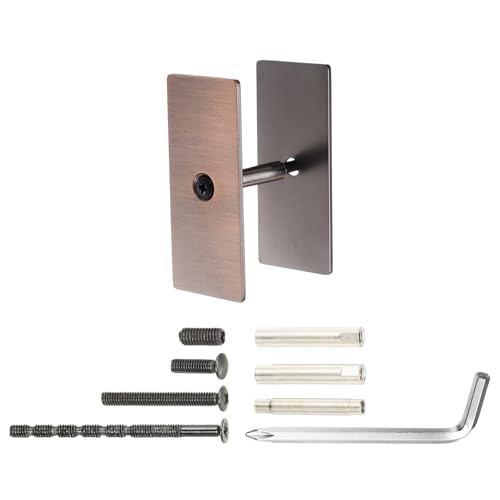 PATIKIL Door Hole Cover Plate, 2-3/4x1-3/16 Inch Stainless Steel Cuboid Deadbolt Knobs Fixing Cover with Hex Wrench Fits Doors 1-3/16" to 4-3/4" Thick for Hole Filling Decoration, Bronze