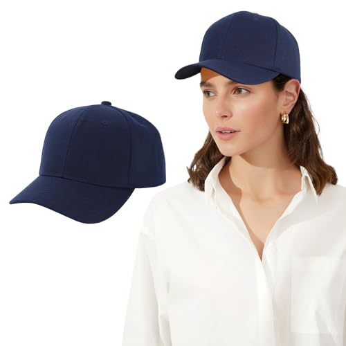 Coubeau - Coubeau Chapeaux pour Femmes Casquettes de Baseball réglables Les chapeauxs de Couleur Unie Peuvent être portés Pendant Le Sport Chapeaux de Sports à Bords, Bleu Marine, Taille unique