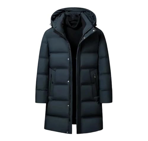 Men's Goose Down Jacket Winter Coat Hooded Thick Warm Long Parka Goose Down Padded Cold Weather Outerwear