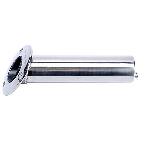 Amarine Made (Set Of 2) Heavy Duty Stainless Steel 316 Deluxe Rod Holders With Drain, Flush Mount Fishing Rod Pole Holders, 30 Degree #TOP4