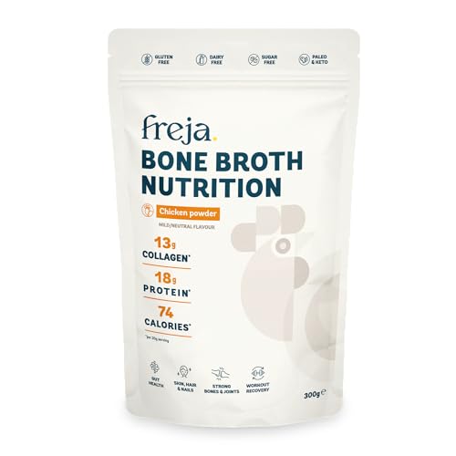 Bone Broth Powder | 100% Natural Collagen & Protein Powder | Free-Range Chicken | Amino Acids & Minerals | Nutrition for Healthy Gut, Joints, Skin, Hair & Nails | 300g (15 Servings)