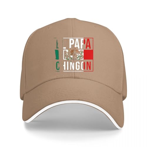 HOROMKE El Papa Mas Chingon - Funny Best Mexican Dad Gift Baseball Cap Size is: One Size Natural