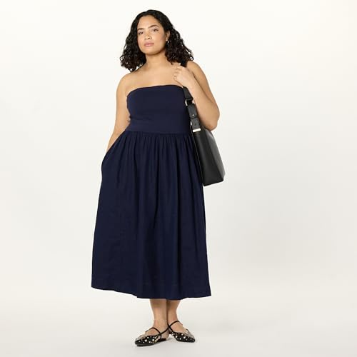 Image of The Drop Womens Hellen Strapless Mixed Media Maxi Dress