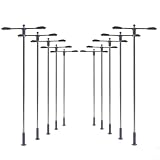MIKMLYZE 10 lámparas de calle LED de doble látigo HO/OO, accesorios ferroviarios modelo de escala, mástil de acero ajustable de 104 mm, luz blanca con resistencias para 12-16 V DC/AC, para diseño de