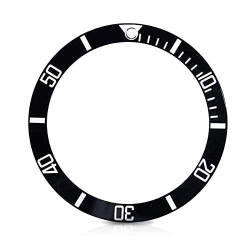 Sonew Cerámica Reloj Bisel Insertar números marcadores Reloj de Pulsera reemplazo del Lazo clásico Anillo Pulsera(Black)
