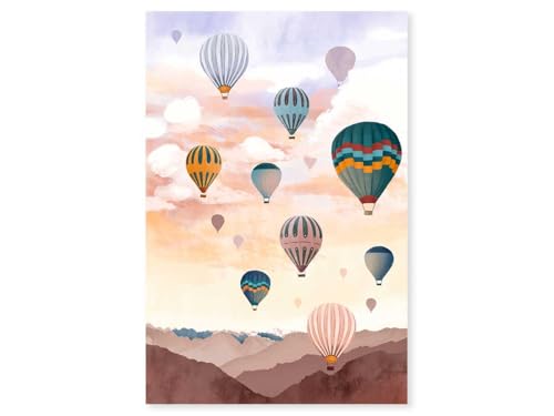 Affiche sous cadre bois 40x60 d'un ciel de montgolfière, finition premium