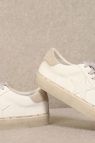Mi.iM Savannah Rubber Sole Lace-up Suede Pearl Star Sneakers4