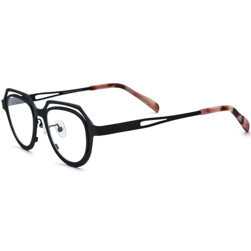Image of FONEX Colorful Pure Titanium Glasses Frame Women Retro Round Eyeglasses