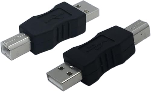 Image of USB 2.0 A-M /B-M Printer Connector ; Type A Male to Type B Male Connector Converter Adapter Coupler (2 Pieces)