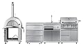 KoolMore Outdoor Kitchen Series Modular Kitchen with a Dual Fuel Pizza Oven, 3 Drawer Cabinet, Sink, 30 in. BBQ Grill and Cabinet in Stainless-Steel (KM-OKSKIT-CONFIG103)