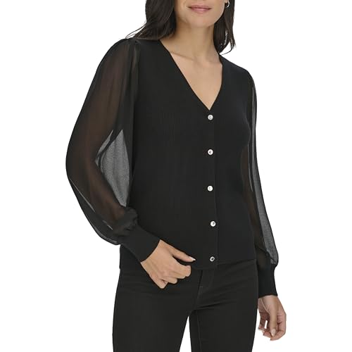 Calvin Klein Women's V Neck Button Front Cardigan Sweater3