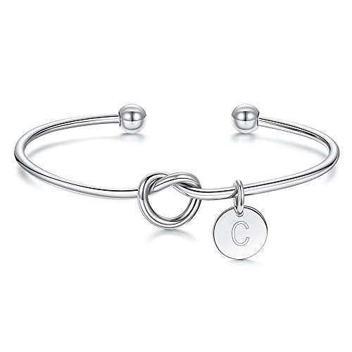 Image of Ursteel 14K Gold Plated Initial Bracelet for Women - Dainty 14K Gold Plated Knot Letter A-Z Bracelets for Women, Tie The Knot Bracelet Bridesmaid Proposal Jewelry Gifts