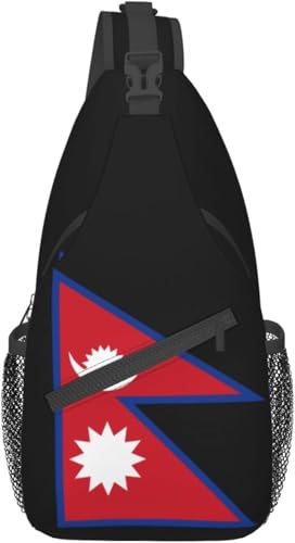 Mochila cruzada unisex Nepal Flag Black resistente miniatura 1