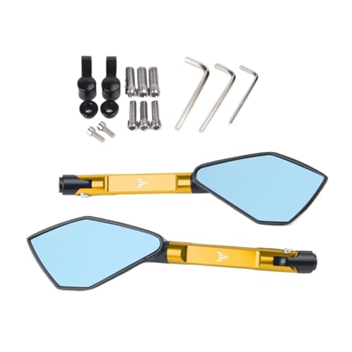 Espejos retrovisores de aluminio CNC azul antideslumbrante para motos Yamaha MT