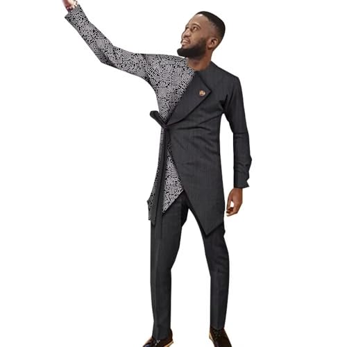 African Suits for Men 2 Piece Set - Blazer and Pants for Wedding, Dashiki Outfits, Casual Mens Clothing - Main Image