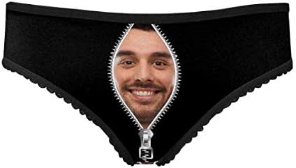 InterestPrint Custom Zipper Photo Boyfriend Husband Face on Women's All Over Print High-Cut Briefs Panties Multi